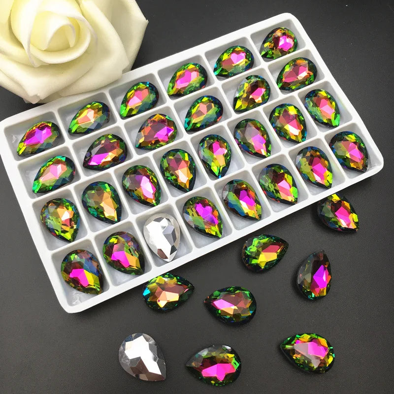 New 3D Teardrop Nail Rhinestones - 10x14mm Glass Crystals for DIY Nail Art Decorations