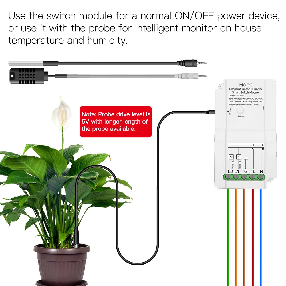 Smart WiFi Temp & Humidity Switch - Dual Relay