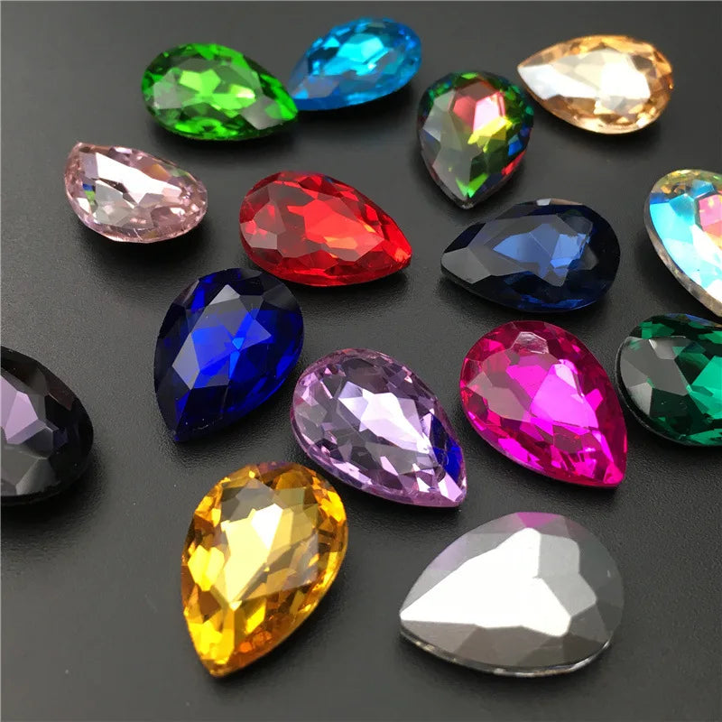 New 3D Teardrop Nail Rhinestones - 10x14mm Glass Crystals for DIY Nail Art Decorations