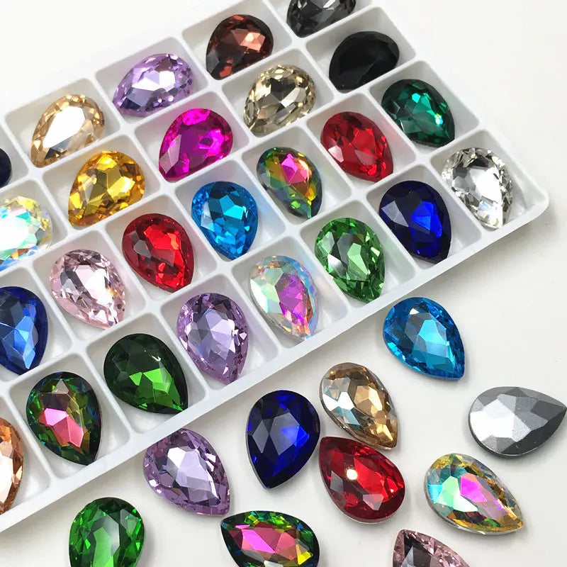 New 3D Teardrop Nail Rhinestones - 10x14mm Glass Crystals for DIY Nail Art Decorations