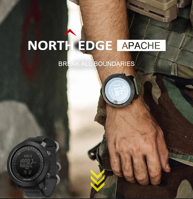 NORTH EDGE Men's Digital Sports Watch – Altimeter, Compass, Waterproof 50m