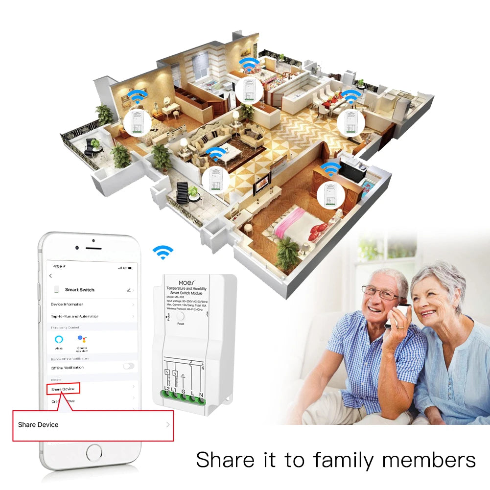 Smart WiFi Temp & Humidity Switch - Dual Relay