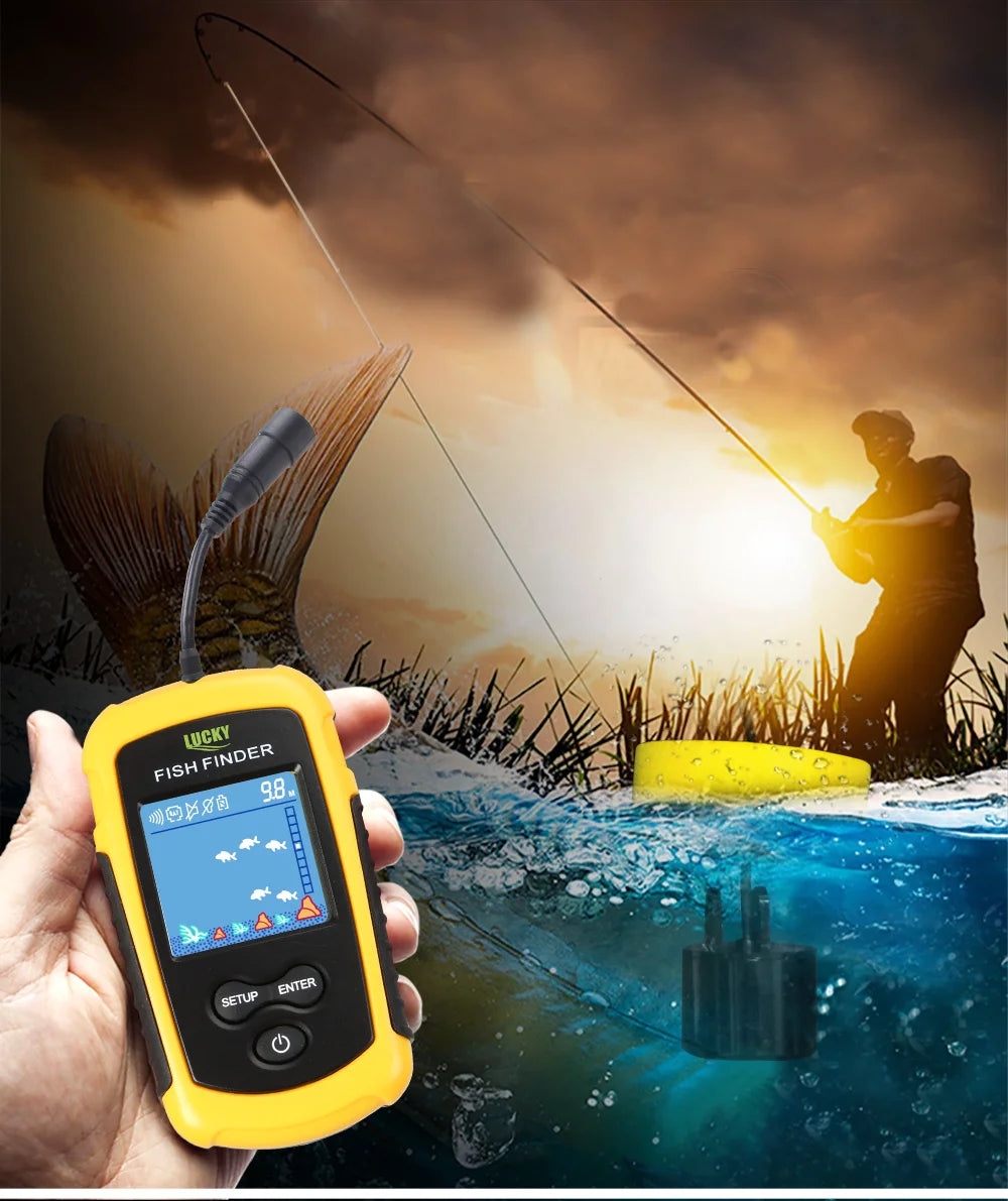 FFC1108-1 Portable Sonar Fish Finder – 100M Depth, 45° Coverage, Echo Sounder Alarm for Lake & Sea Fishing