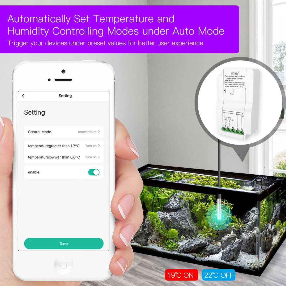 Smart WiFi Temp & Humidity Switch - Dual Relay