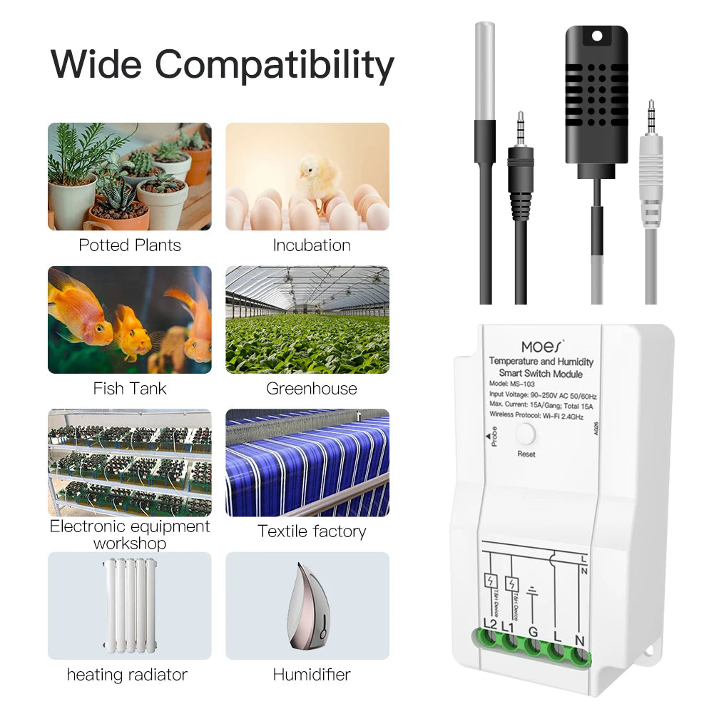 Smart WiFi Temp & Humidity Switch - Dual Relay