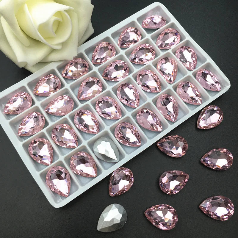 New 3D Teardrop Nail Rhinestones - 10x14mm Glass Crystals for DIY Nail Art Decorations