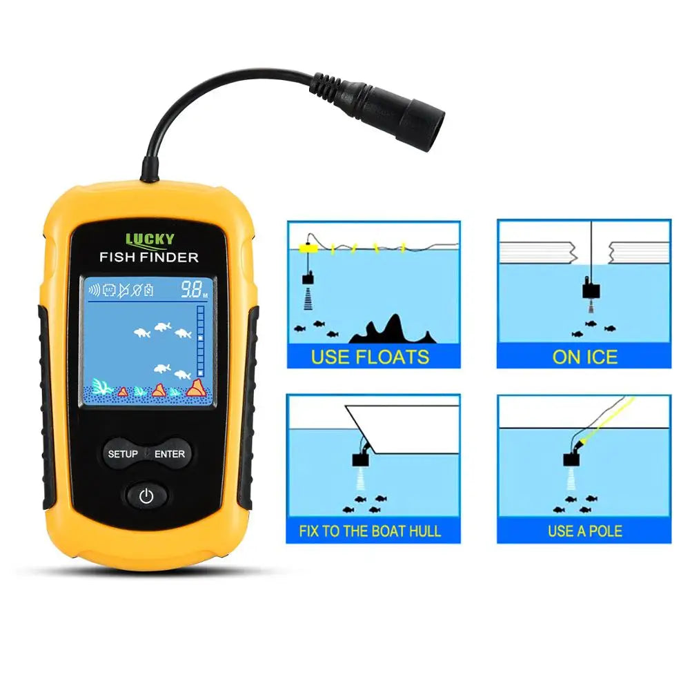 FFC1108-1 Portable Sonar Fish Finder – 100M Depth, 45° Coverage, Echo Sounder Alarm for Lake & Sea Fishing