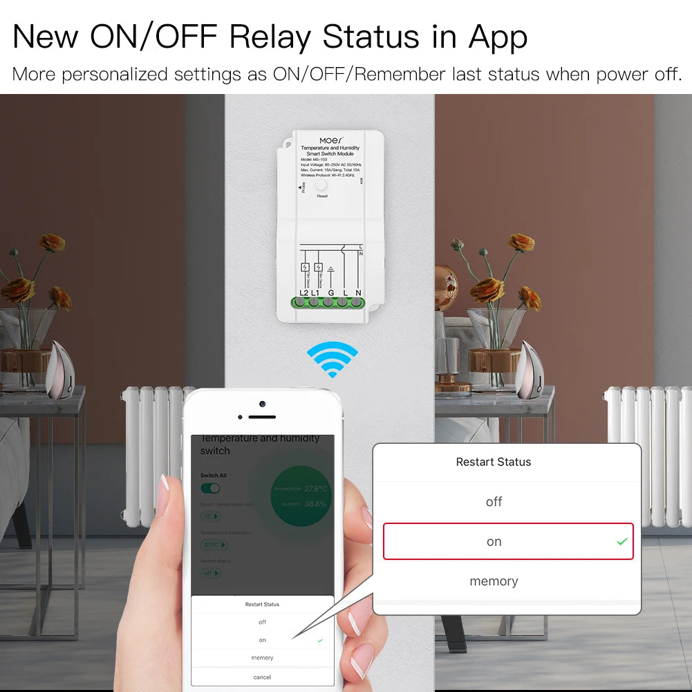 Smart WiFi Temp & Humidity Switch - Dual Relay