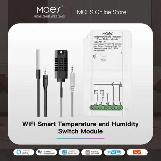 Smart WiFi Temp & Humidity Switch - Dual Relay