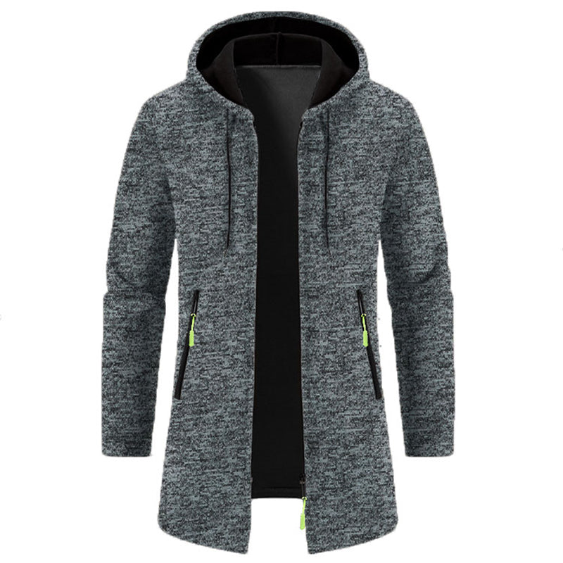 Men's Oversized Zipper Hoodie - Long Sleeve Sweatshirt, Black Winter Jacket