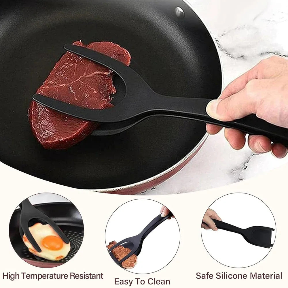 2-in-1 Cooking Grip Tongs and Spatula - Versatile Non-Stick Kitchen Tool