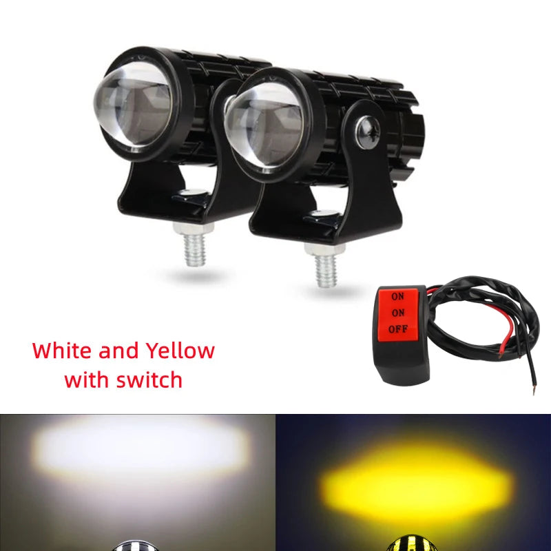 Dual Color Mini Motorcycle Driving Light – Headlight & Auxiliary Spotlight for ATV, Scooter, and Motorbike