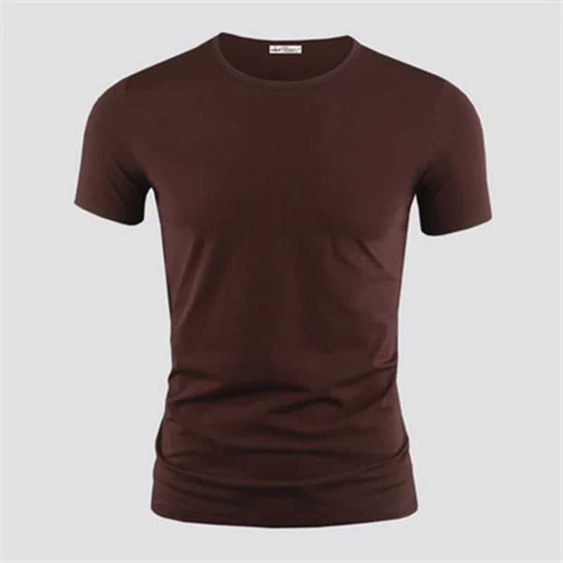 Men's V-Neck Tee - Short Sleeve Fitness Shirt in Black