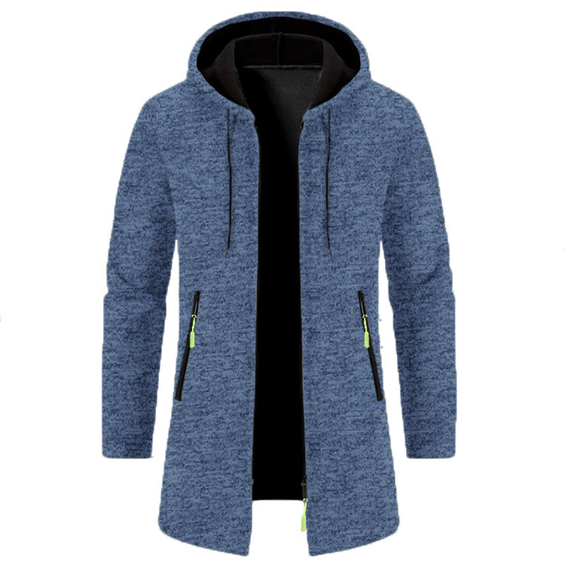 Men's Oversized Zipper Hoodie - Long Sleeve Sweatshirt, Black Winter Jacket