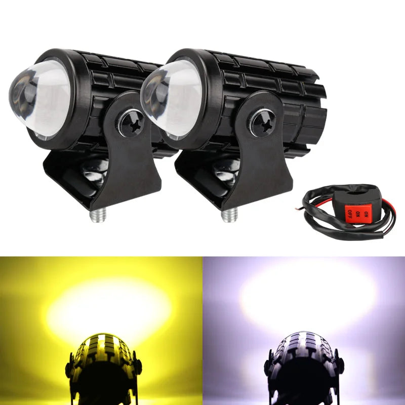 Dual Color Mini Motorcycle Driving Light – Headlight & Auxiliary Spotlight for ATV, Scooter, and Motorbike