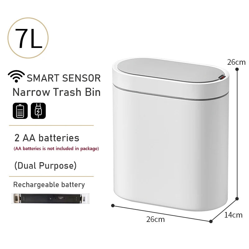 Compact Smart Sensor Trash Can – 7/9L Waterproof Waste Bin for Bathroom & Kitchen