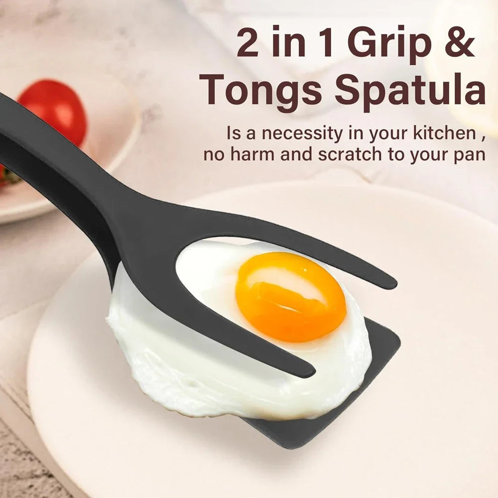 2-in-1 Cooking Grip Tongs and Spatula - Versatile Non-Stick Kitchen Tool