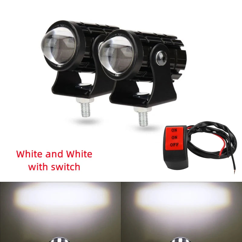 Dual Color Mini Motorcycle Driving Light – Headlight & Auxiliary Spotlight for ATV, Scooter, and Motorbike