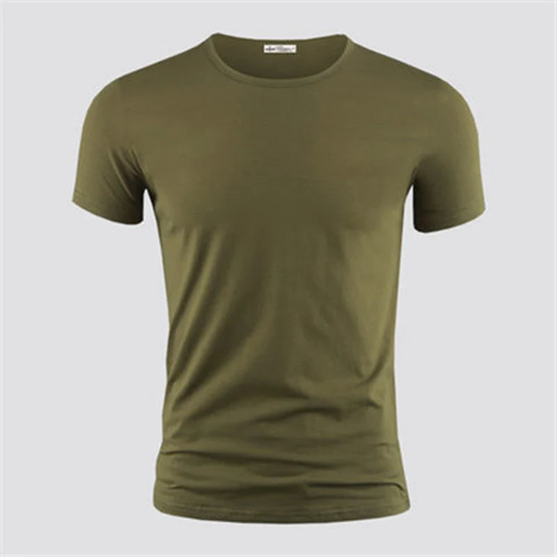 Men's V-Neck Tee - Short Sleeve Fitness Shirt in Black