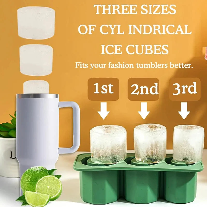 Silicone Triple Ice Cube Tray – BPA Free Large Round Mold for 30oz & 40oz Cups