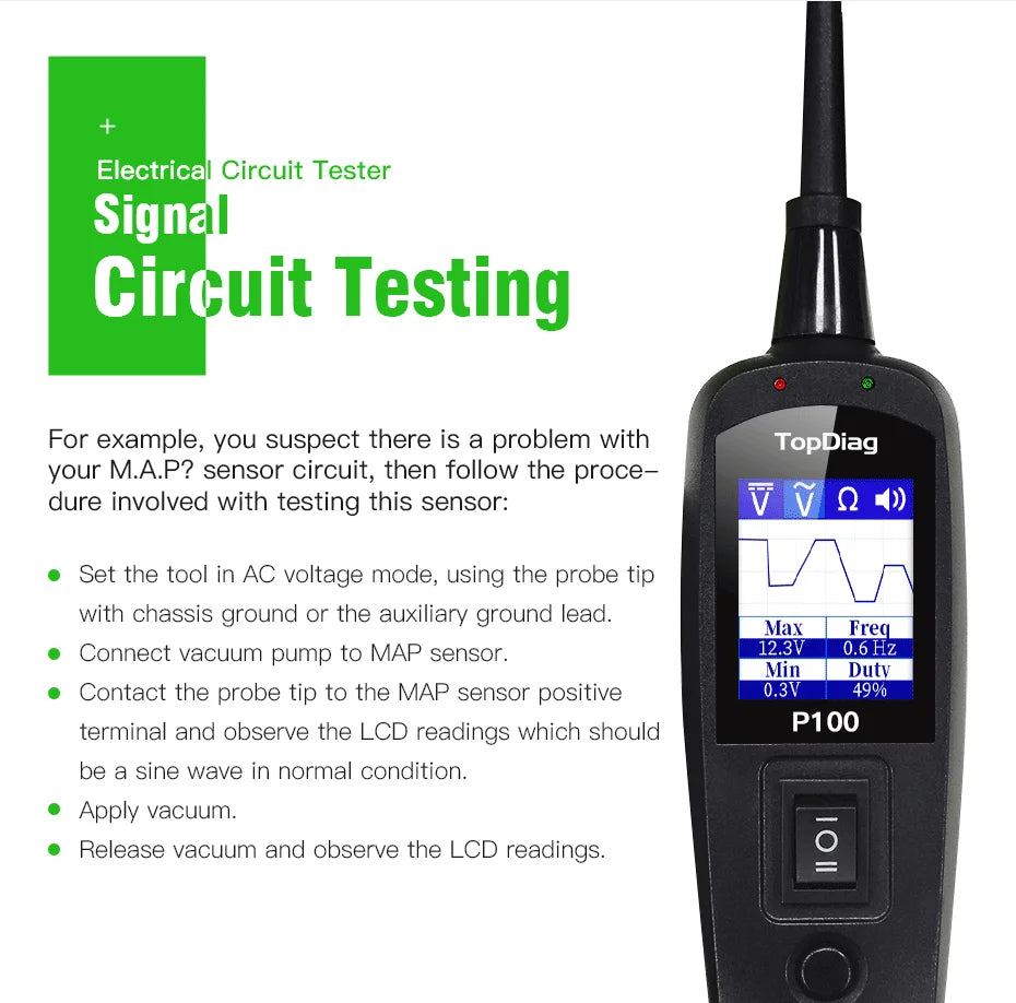 TopDiag OBD2 Scanner 12V/24V Car Truck Power Scan Electric Circuit Tester Probe.