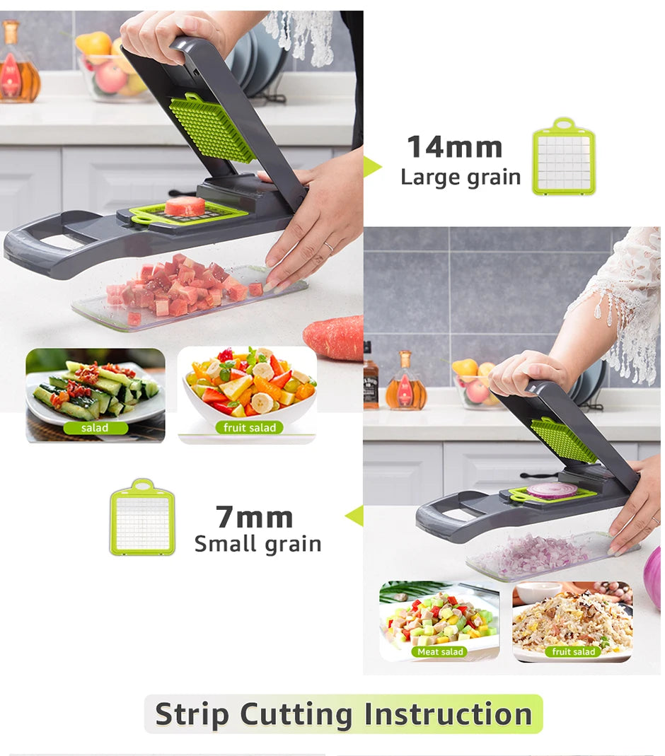 Multifunctional Vegetable Chopper & Grater – Manual Kitchen Slicer for Fruits, Potatoes, Onions, and Cheese