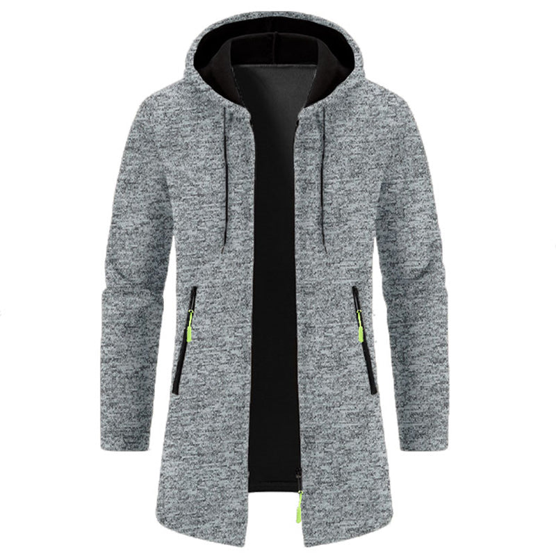 Men's Oversized Zipper Hoodie - Long Sleeve Sweatshirt, Black Winter Jacket