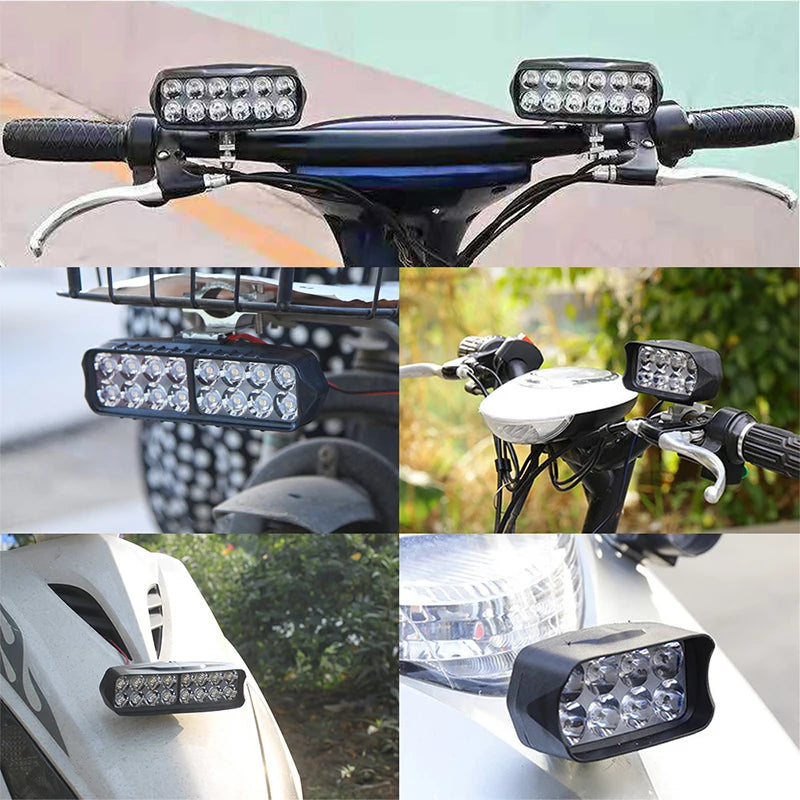 Motorcycle LED Auxiliary Driving Light – High Brightness DRL 8/12/16 LEDs, 12V