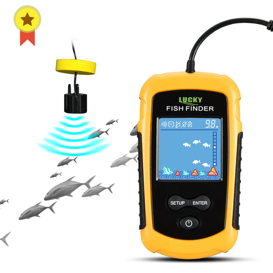 FFC1108-1 Portable Sonar Fish Finder – 100M Depth, 45° Coverage, Echo Sounder Alarm for Lake & Sea Fishing