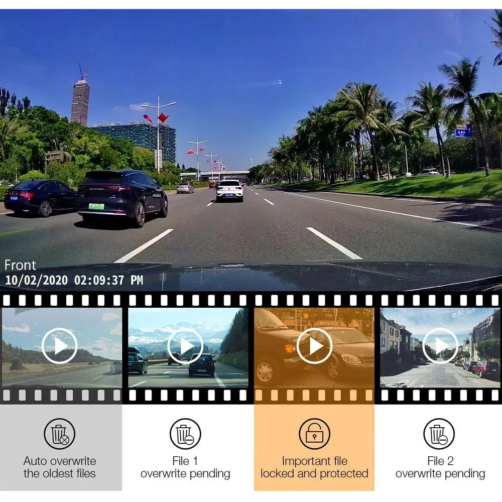 Ultra HD 4K WiFi Car Dash Cam – 2K/1080P Video Recorder with 24-Hour Parking Monitor & App Control
