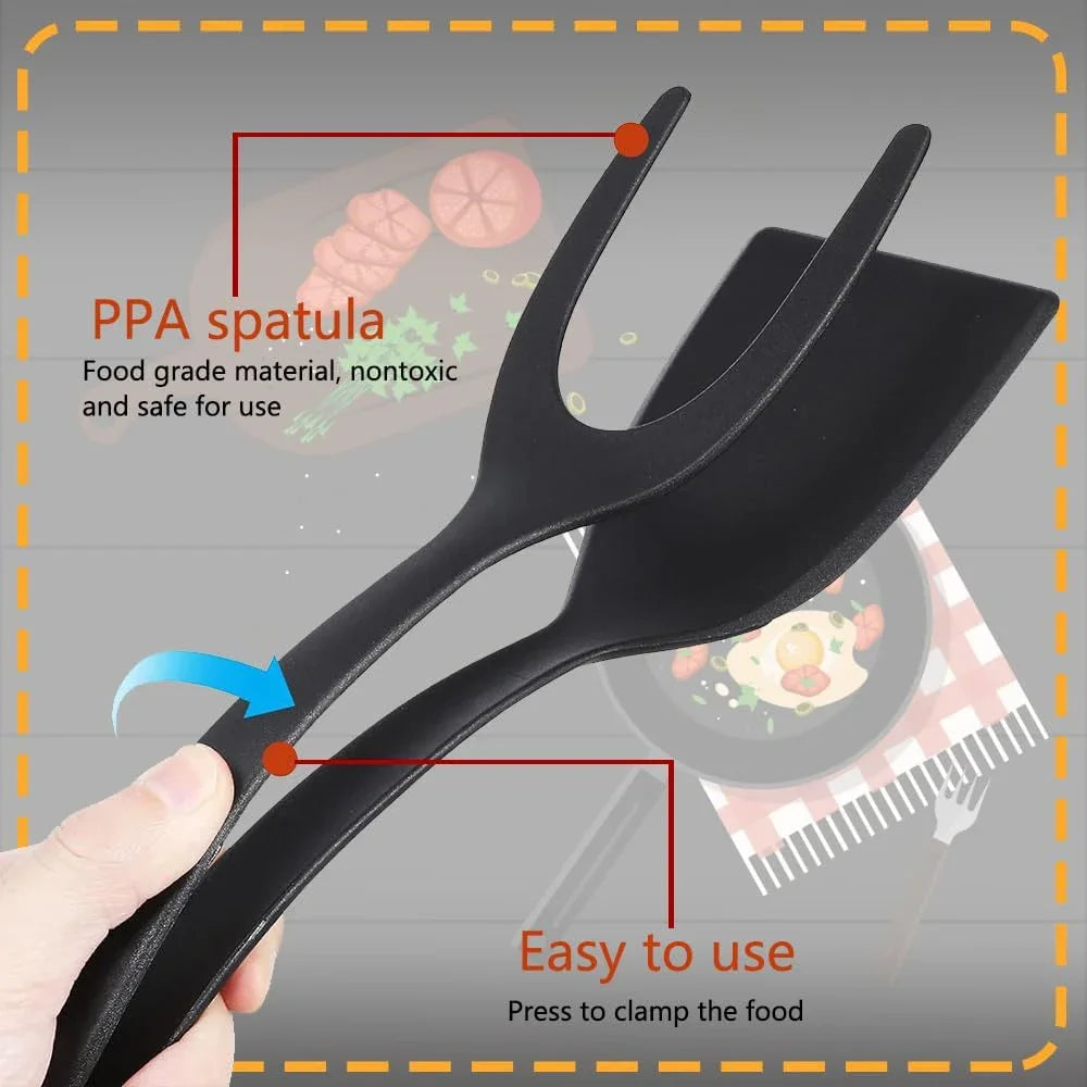 2-in-1 Cooking Grip Tongs and Spatula - Versatile Non-Stick Kitchen Tool