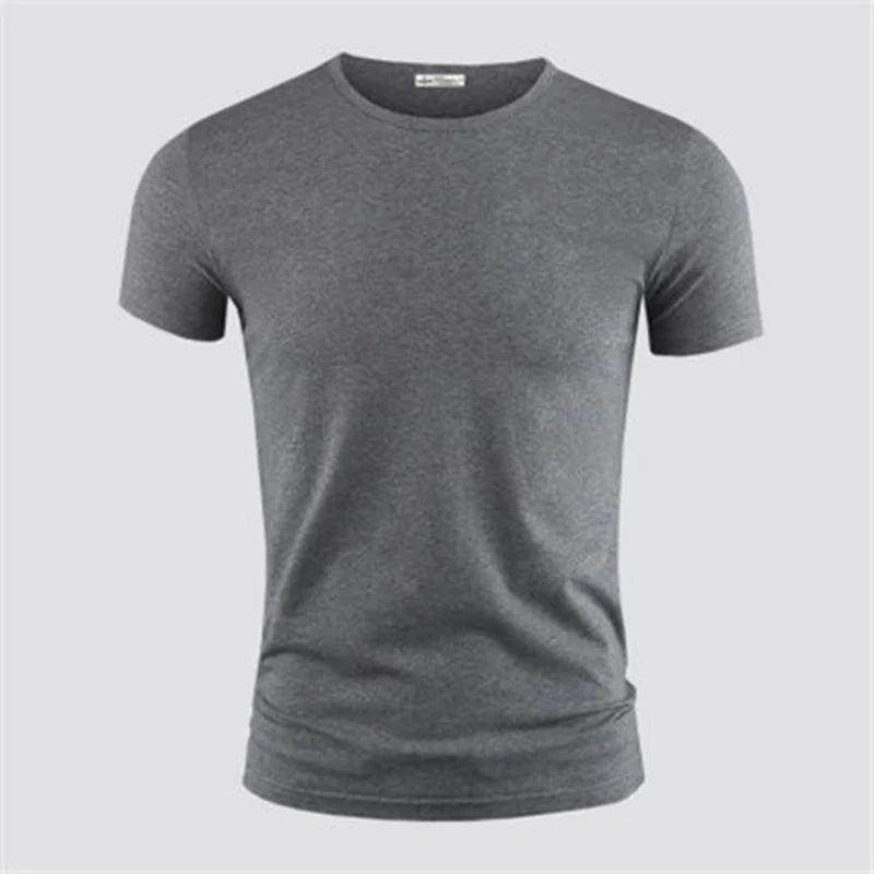 Men's V-Neck Tee - Short Sleeve Fitness Shirt in Black