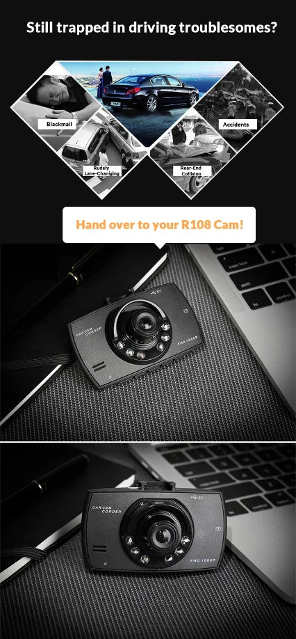 G30 Car DVR Dash Cam offers Full HD 1080P recording with a 360-degree view, cycle recording, night vision, and a wide-angle lens.