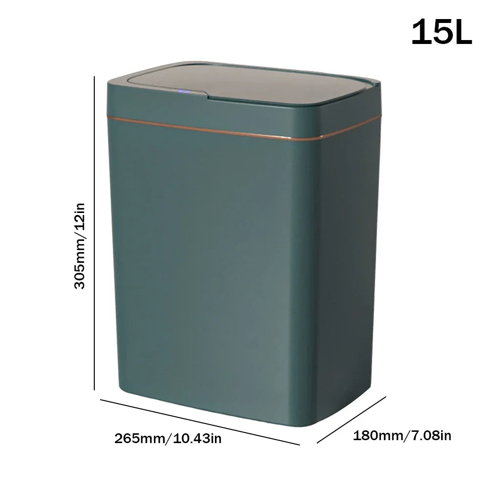 Smart Motion Sensor Trash Bin – 15/18L Touchless Waterproof Garbage Can for Kitchen & Bathroom