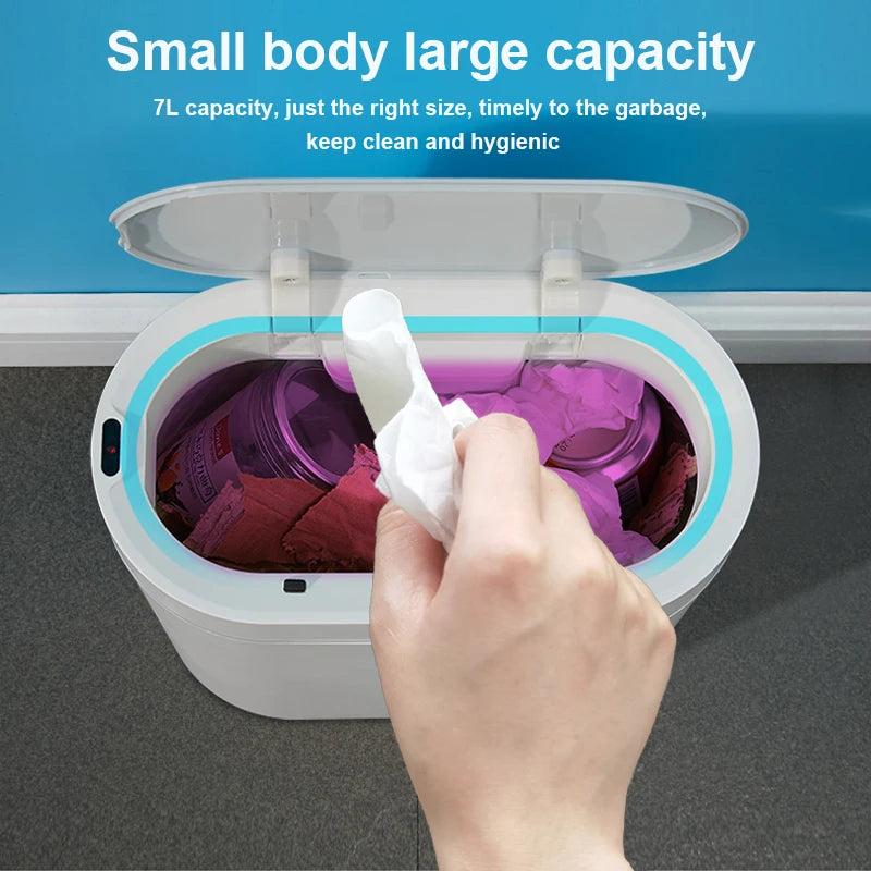 Compact Smart Sensor Trash Can – 7/9L Waterproof Waste Bin for Bathroom & Kitchen