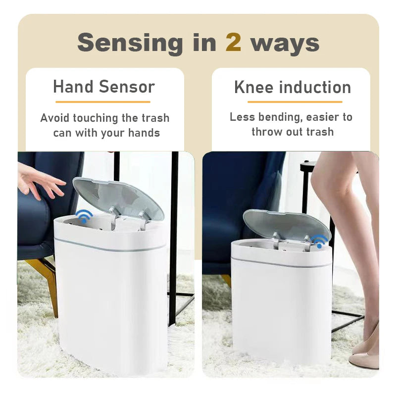 Compact Smart Sensor Trash Can – 7/9L Waterproof Waste Bin for Bathroom & Kitchen