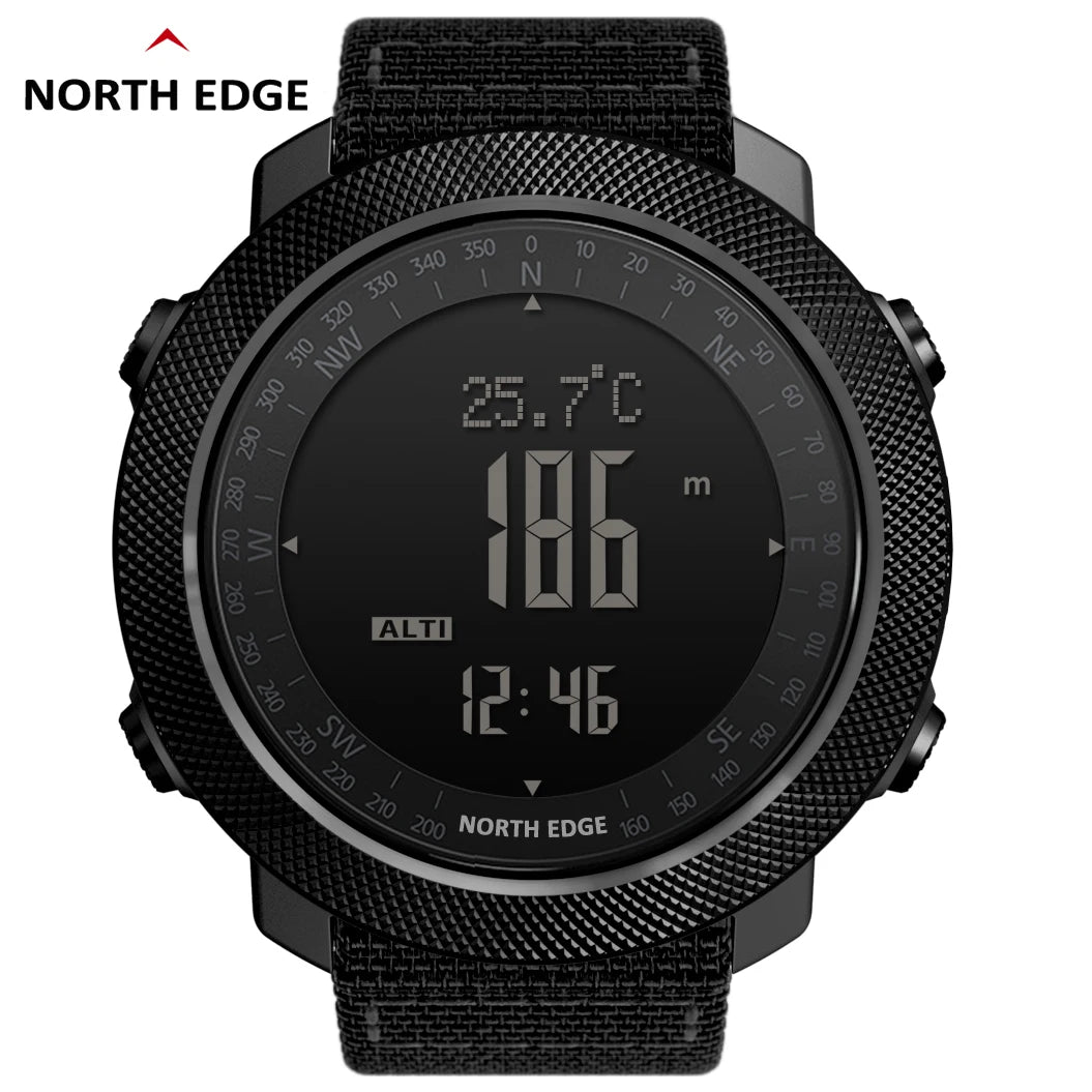 NORTH EDGE Men's Digital Sports Watch – Altimeter, Compass, Waterproof 50m