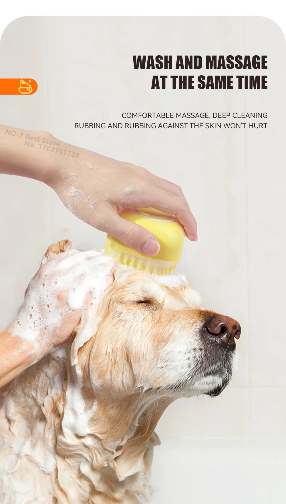 Pet Bathing Brush and Massage Tool - Soft Silicone Shampoo Dispenser for Dogs and Cats