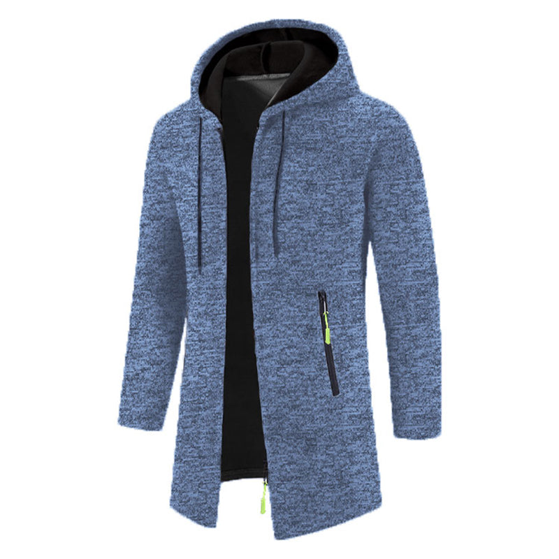 Men's Oversized Zipper Hoodie - Long Sleeve Sweatshirt, Black Winter Jacket