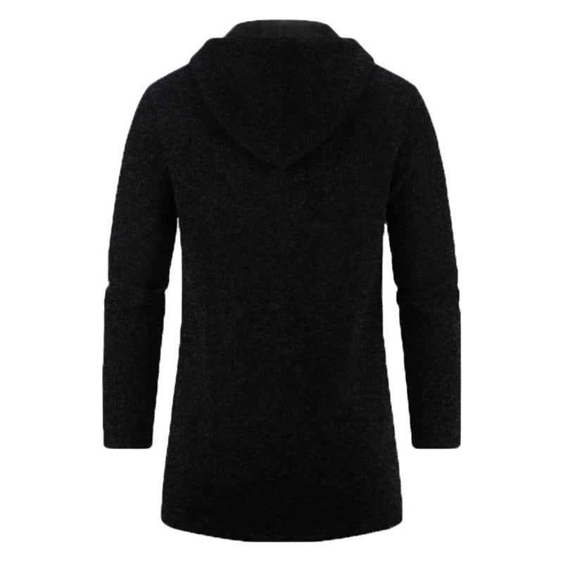 Men's Oversized Zipper Hoodie - Long Sleeve Sweatshirt, Black Winter Jacket