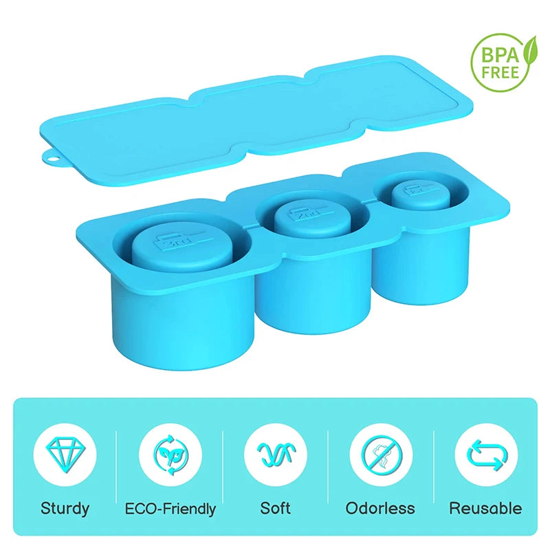 Silicone Triple Ice Cube Tray – BPA Free Large Round Mold for 30oz & 40oz Cups