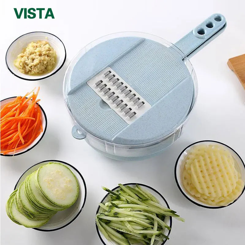 Multifunctional Vegetable Chopper & Grater – Manual Kitchen Slicer for Fruits, Potatoes, Onions, and Cheese