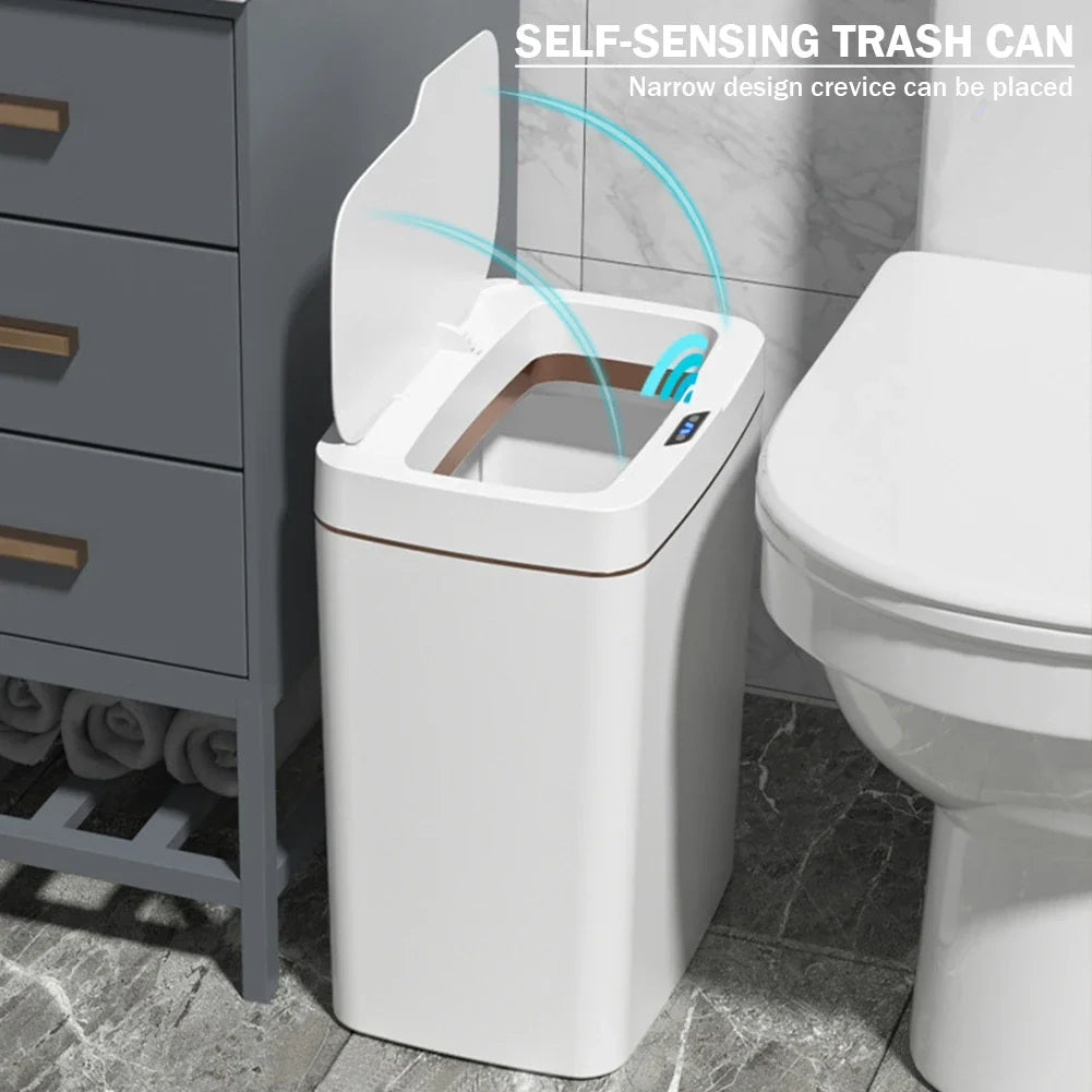 Smart Motion Sensor Trash Bin – 15/18L Touchless Waterproof Garbage Can for Kitchen & Bathroom