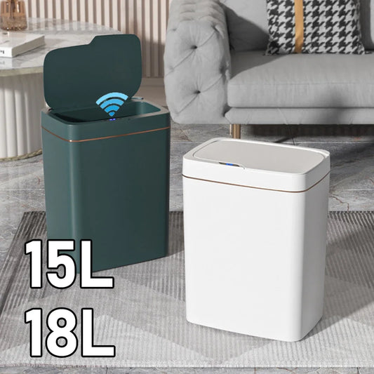 Smart Motion Sensor Trash Bin – 15/18L Touchless Waterproof Garbage Can for Kitchen & Bathroom