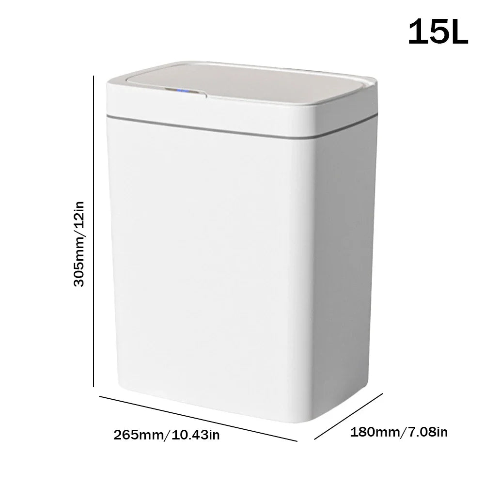 Smart Motion Sensor Trash Bin – 15/18L Touchless Waterproof Garbage Can for Kitchen & Bathroom