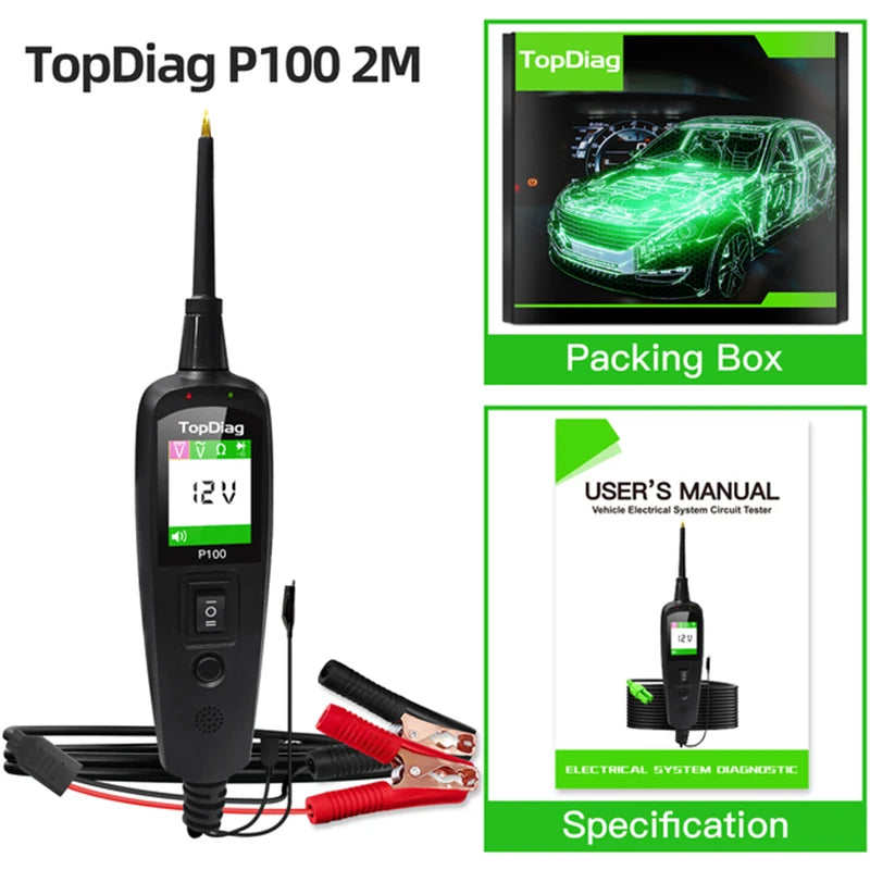 TopDiag OBD2 Scanner 12V/24V Car Truck Power Scan Electric Circuit Tester Probe.