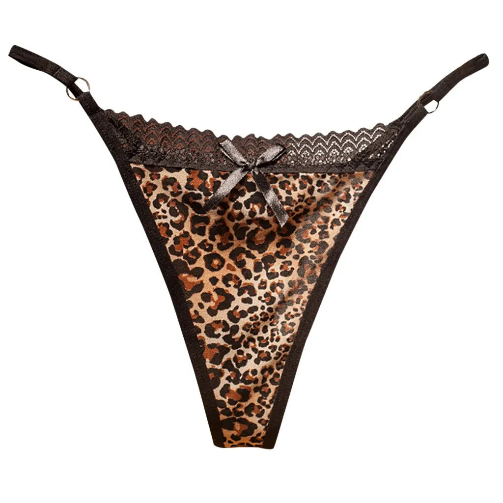 Sexy Leopard Lace Thong Low Waist G-Strings Seamless Underwear.