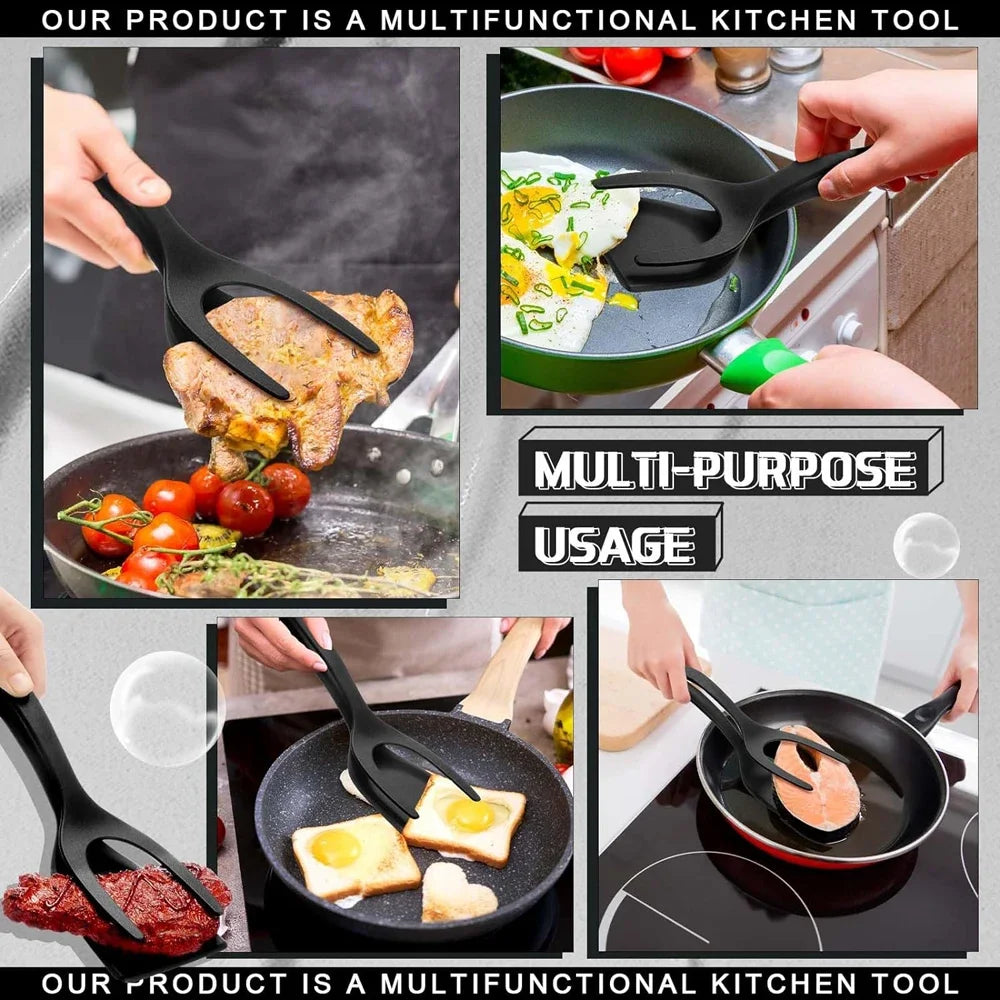 2-in-1 Cooking Grip Tongs and Spatula - Versatile Non-Stick Kitchen Tool