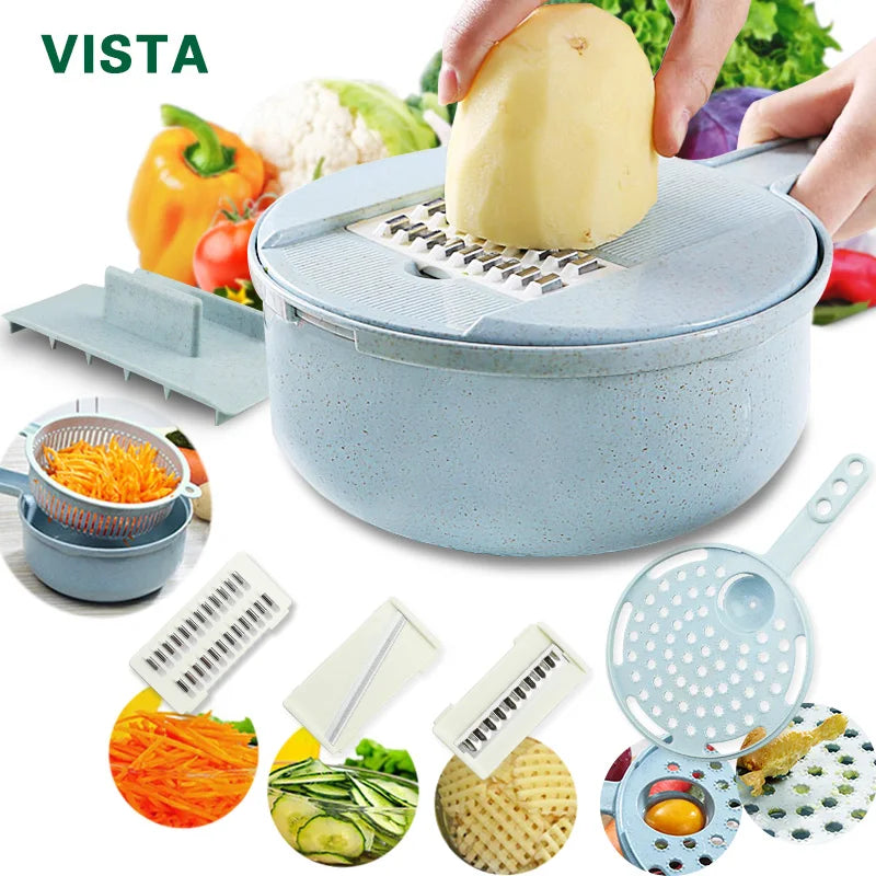 Multifunctional Vegetable Chopper & Grater – Manual Kitchen Slicer for Fruits, Potatoes, Onions, and Cheese