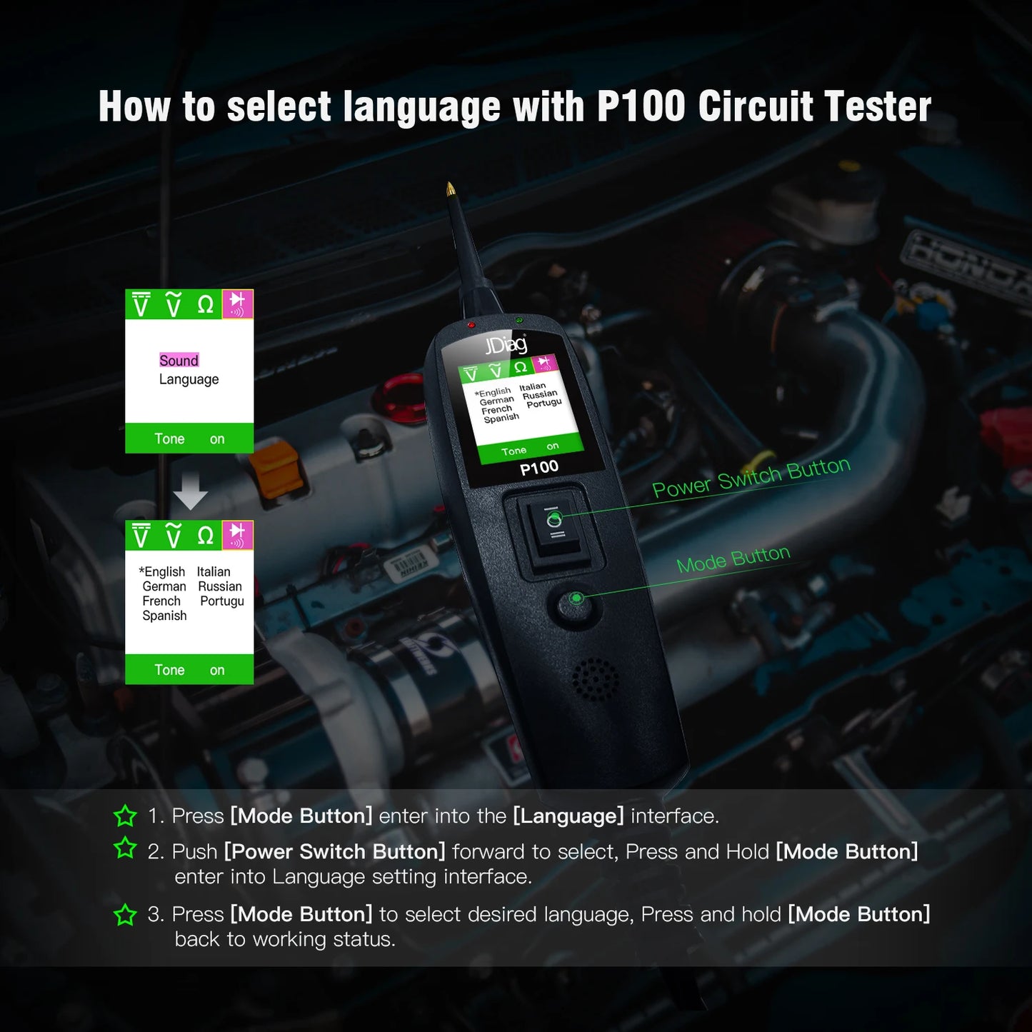 TopDiag OBD2 Scanner 12V/24V Car Truck Power Scan Electric Circuit Tester Probe.